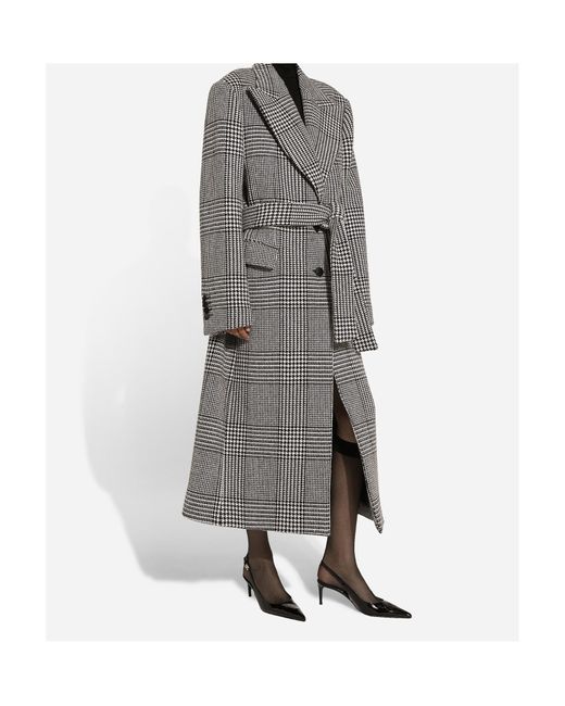 Dolce & Gabbana Gray Check-Pattern Coat