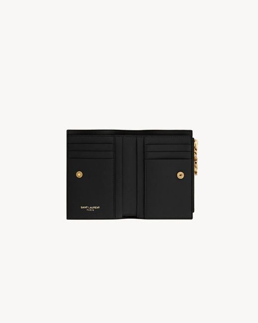 Saint Laurent Black Quilted Chain Wallet