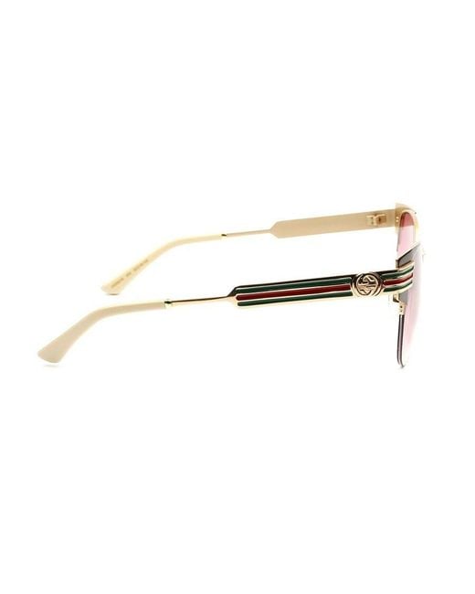Gucci Pink Cat's Eye Embossed Logo Sunglasses