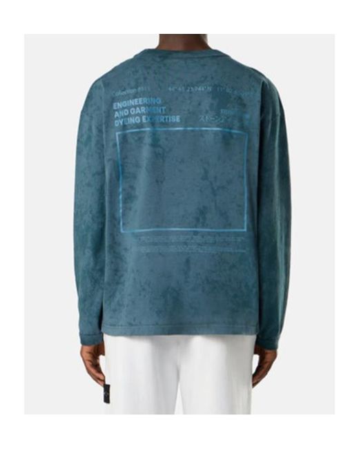 Stone Island Blue Long-Sleeve Graphic T-Shirt for men