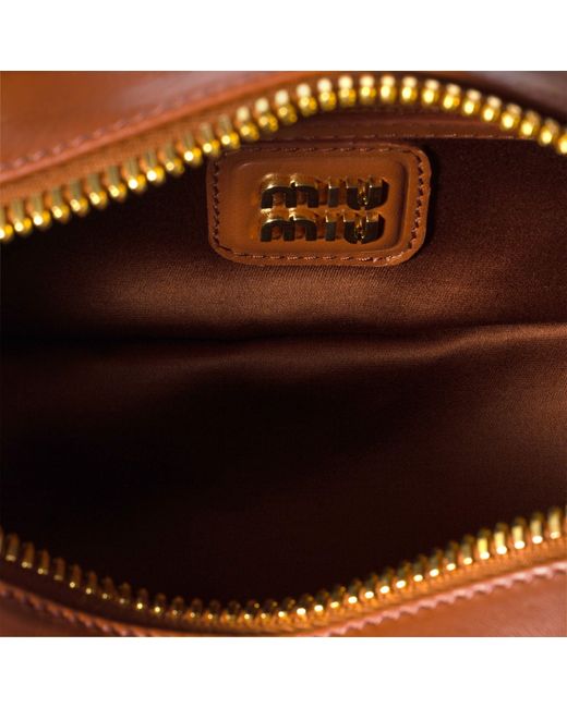 Miu Miu Brown Matelassé Zipped Handbag