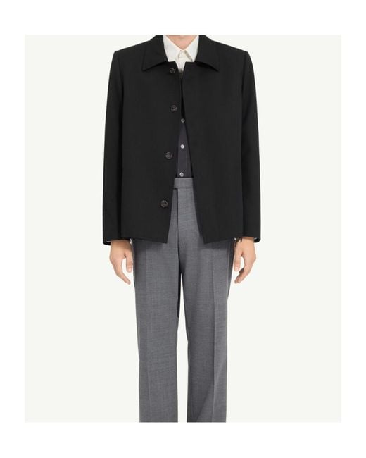 MM6 by Maison Margiela Black Frayed-Hem Shirt Jacket for men