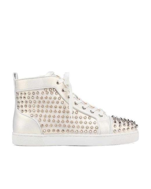 Christian Louboutin Natural Rivet Logo High-Top Casual Sneakers for men