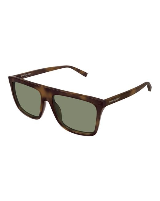 Saint Laurent Green Eyewear Rectangle Frame Sunglasses for men