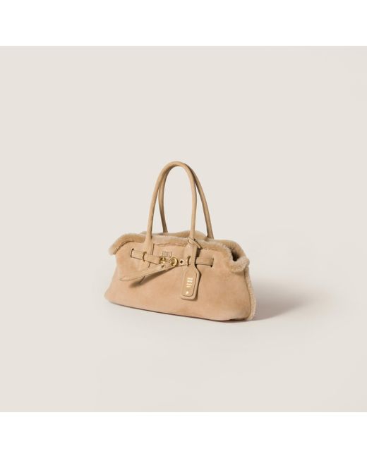 Miu Miu Natural Aventure Shearling Tote Bag