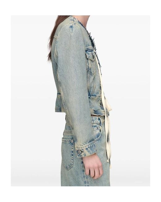 Maison Margiela Blue Raw-Edge Cropped Denim Jacket