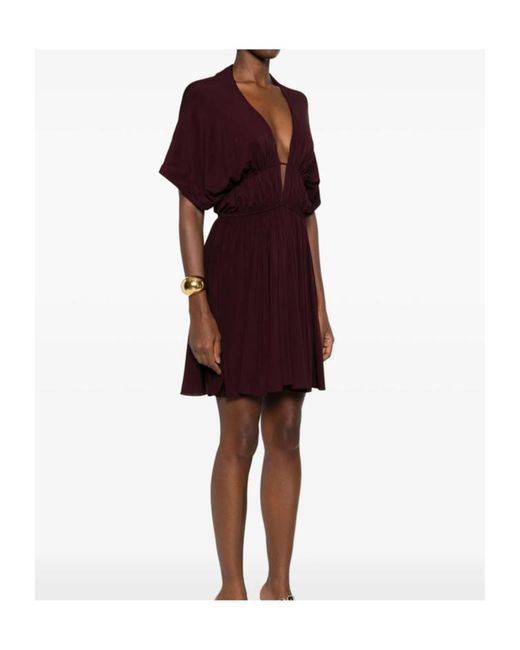 Alaïa V-Neck Gathered Day Dress