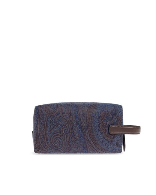 Etro Blue Paisley Patterned Cosmetic Bag for men