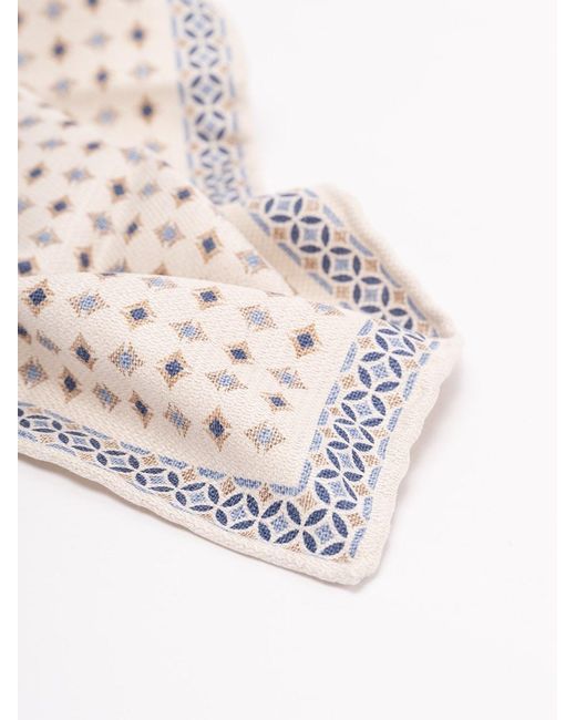 Brunello Cucinelli White All-Over Graphic-Print Scarf for men