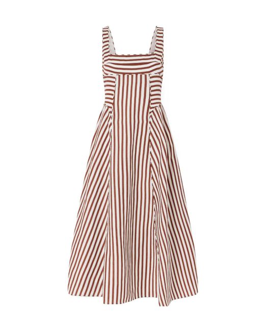Cult Gaia Purple Carla Cutout Striped Woven Midi Dress