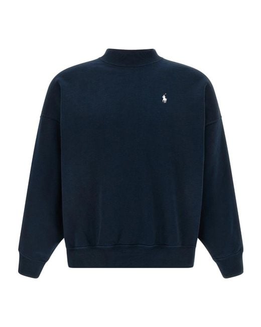 Polo Ralph Lauren Blue Logo Embroidered Crewneck Sweatshirt