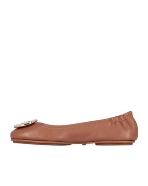 Tory Burch Brown Minnie Travel Ballet Flats