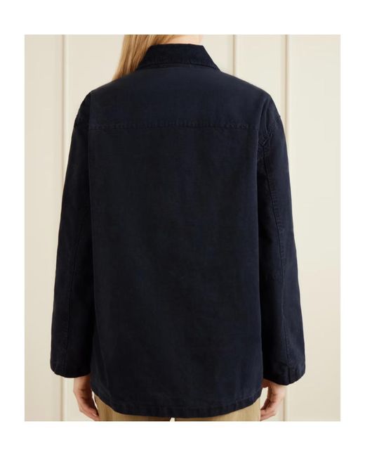 Nili Lotan Blue Devin Corduroy-Trimmed Cotton-Canvas Jacket