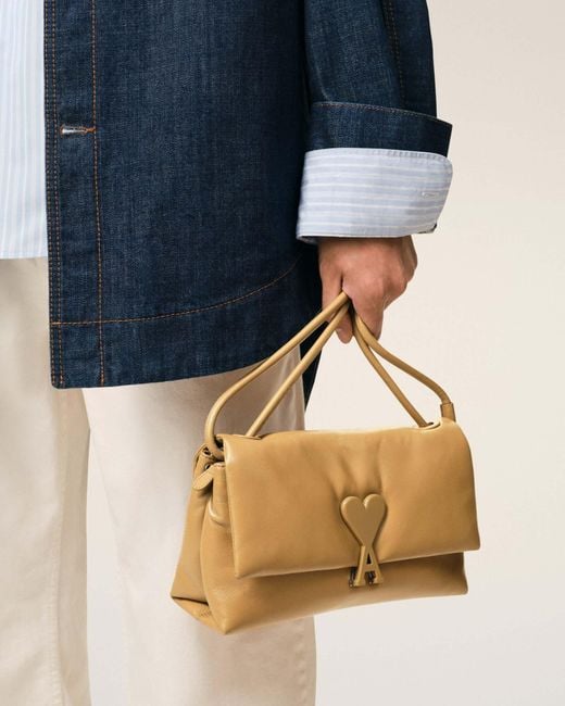AMI Natural Voulez-Vous Heart-Embellishment Tote Bag for men