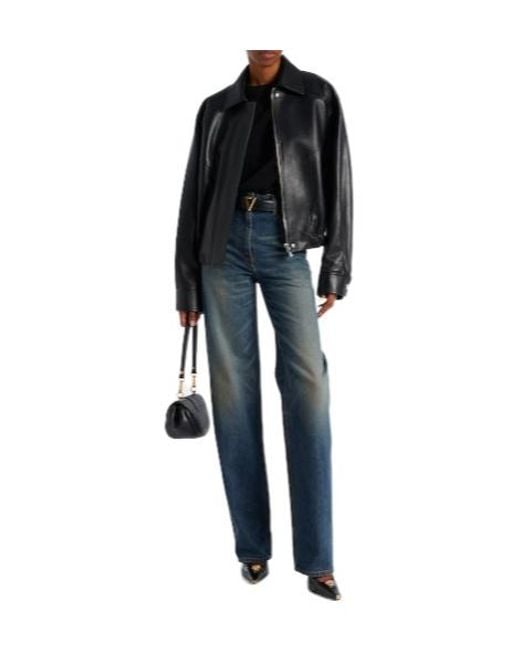 Versace Black Zip Leather Jacket