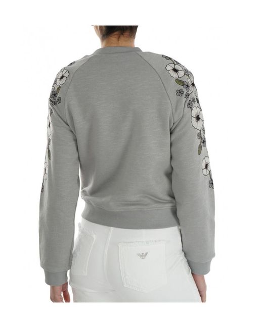 Emporio Armani Gray Embroidered Zipper Casual Jacket
