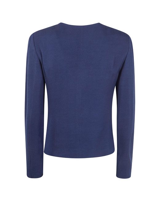 Emporio Armani Blue Ruffled Crewneck Jacket