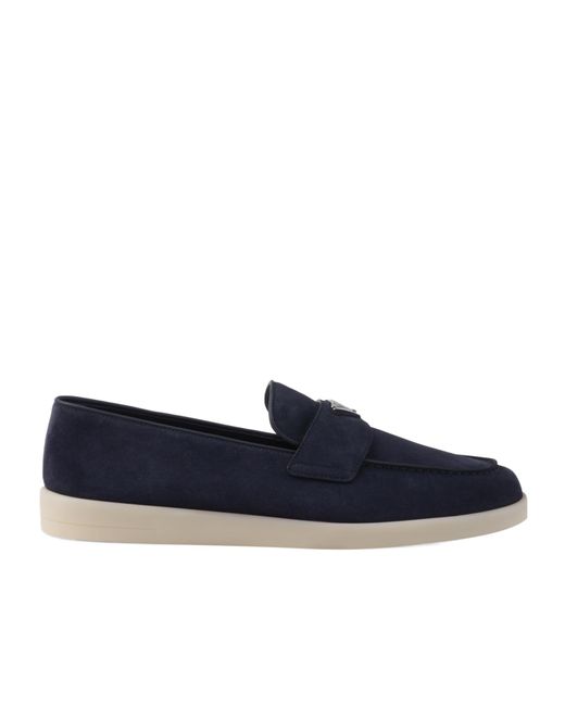 Prada Blue Suede Loafers for men