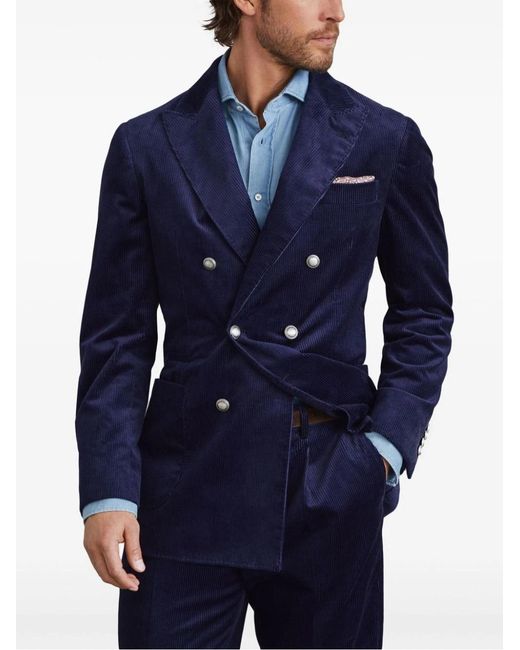 Brunello Cucinelli Blue Cotton Blazer for men