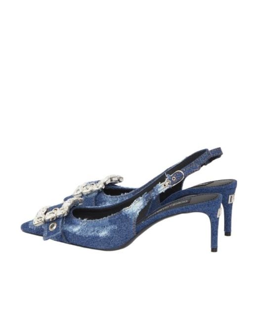 Dolce & Gabbana Blue Pointed-Toe Distressed Pumps