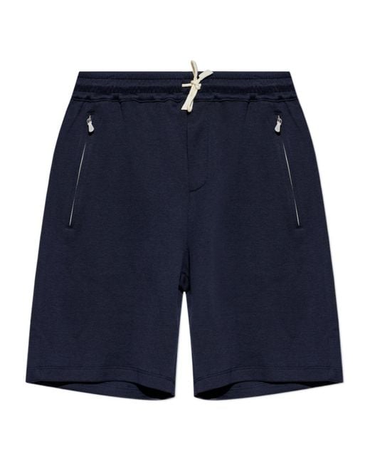 Eleventy Blue Drawstring Zip-Pocket Shorts for men