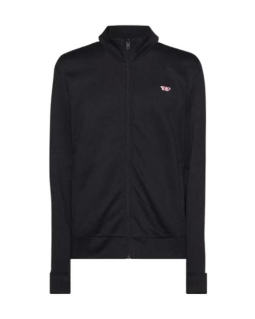DIESEL Blue Letter D Zipper Sweater for men