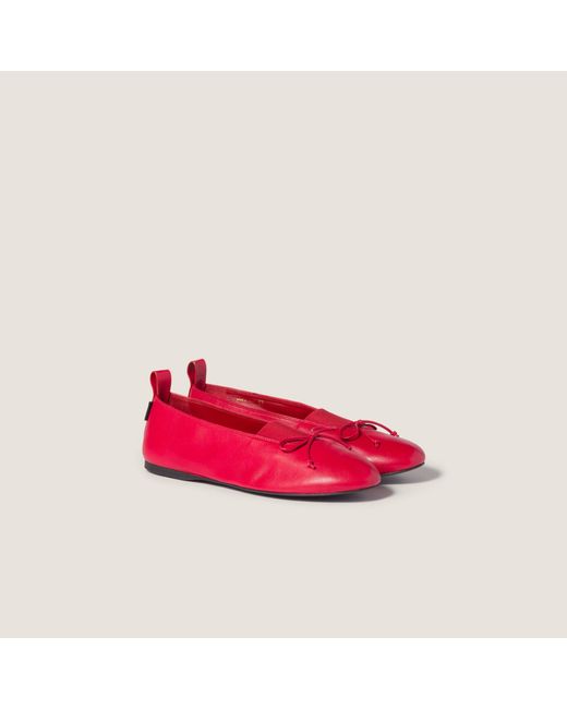 Miu Miu Red Élan Nappa Leather Ballerinas