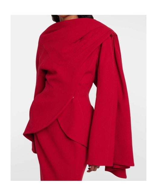 Mugler Red Cape Detail Casual Jacket