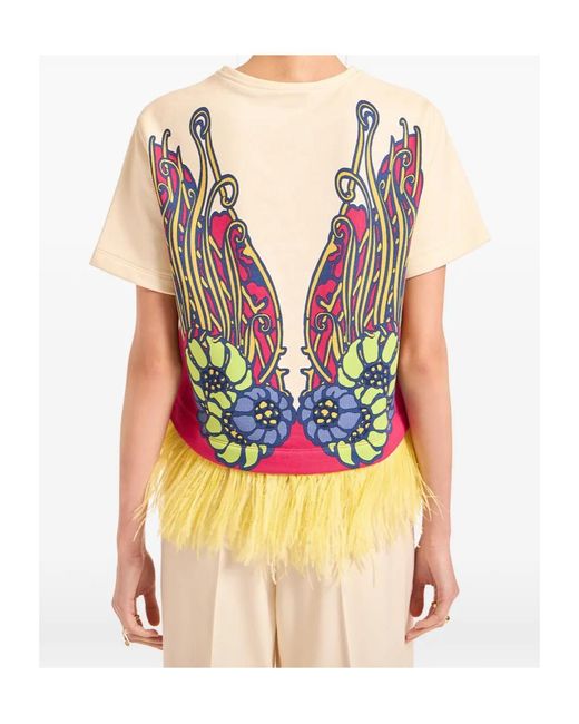 LaDoubleJ Multicolor La Scala Floral Feather T-Shirt