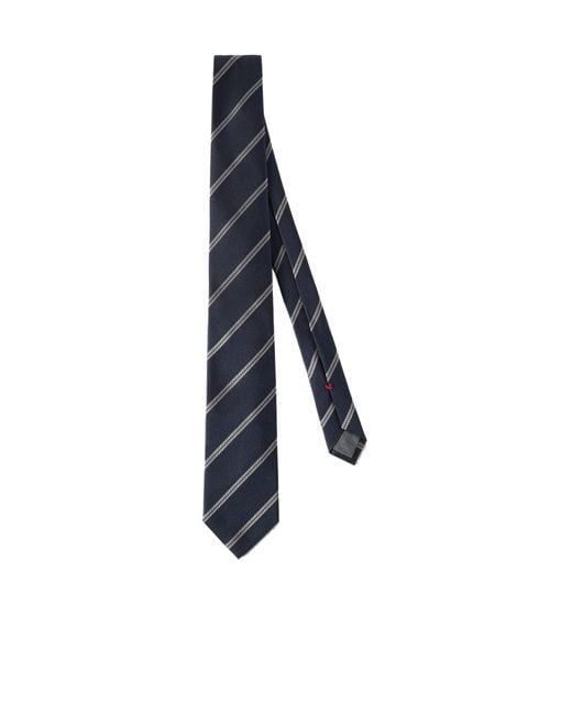 Brunello Cucinelli Blue Striped Tie for men