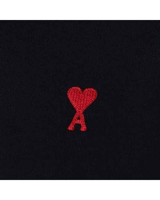 AMI Black Ami De Coeur-Embroidered Hoodie