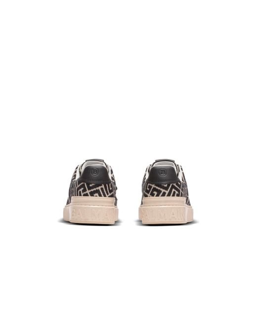 Balmain Brown Monogram Jacquard B-Court Trainers