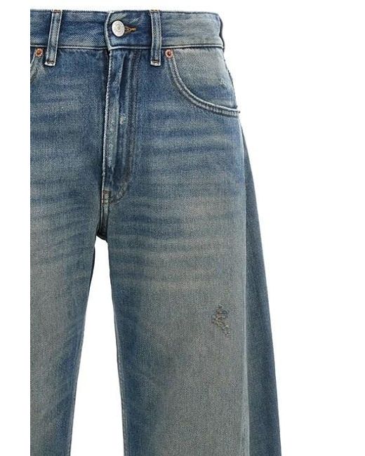 MM6 by Maison Margiela Blue Wide-Leg Distressed Jeans