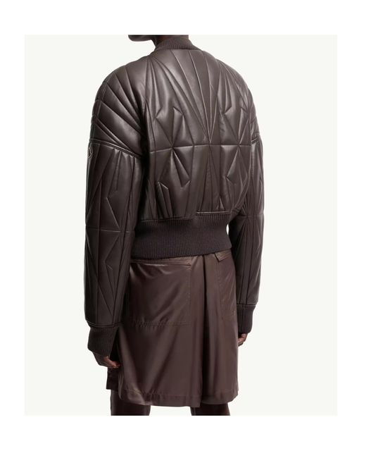 Moncler Black Rick Owens Geocamo Nappa Leather Bomber Jacket