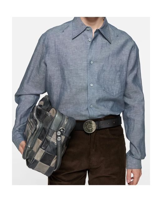 Acne Blue Chambray Button-Up Shirt for men
