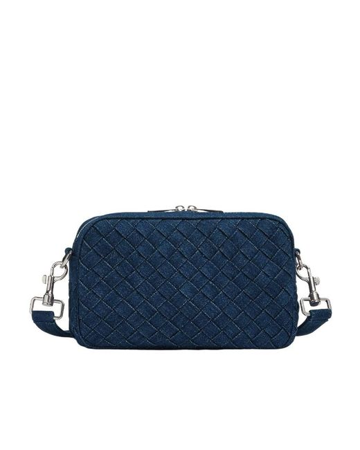 Bottega Veneta Blue Small Intreccio Camera Bag for men