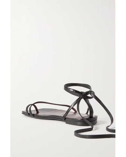 Staud White Nicola Lace-Up Leather Sandals