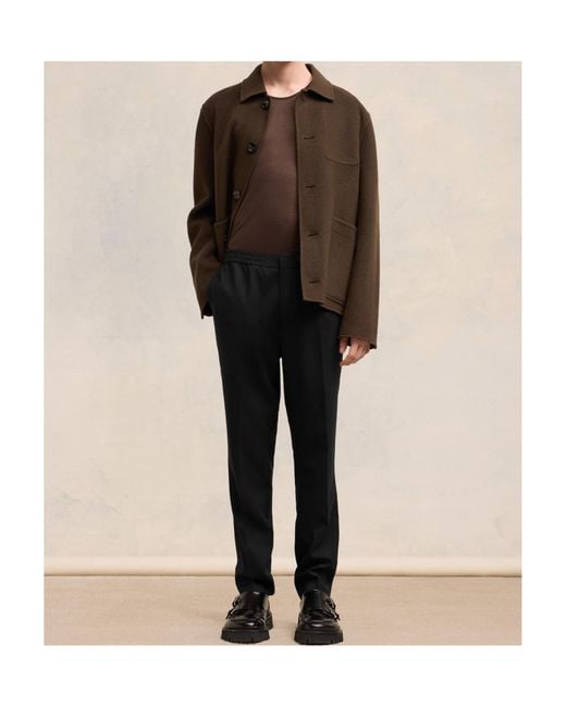 AMI Black Tailored Straight-Leg Pants for men