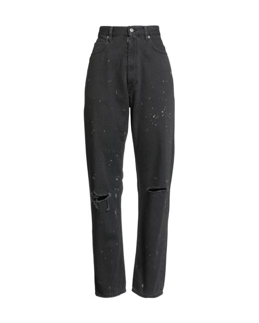 MM6 by Maison Margiela Gray Tie-Dye Ripped Straight-Leg Jeans