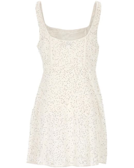 Rixo White Sequin-Embellished Sleeveless Dress