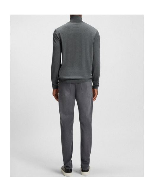 Boss Gray Boss Roll-Neck Knitted Jumper for men