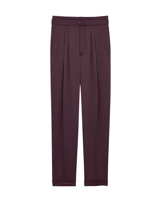 Saint Laurent Purple Pleated Belted Trousers for men