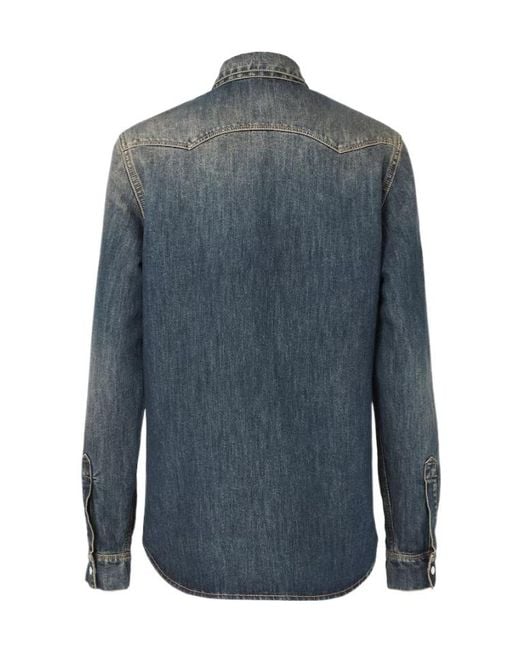 Fendi Blue Washed Denim Shirt