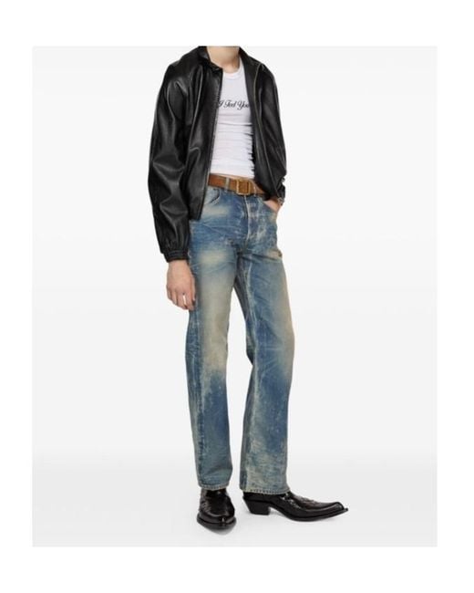 Acne Black Leather Jacket for men