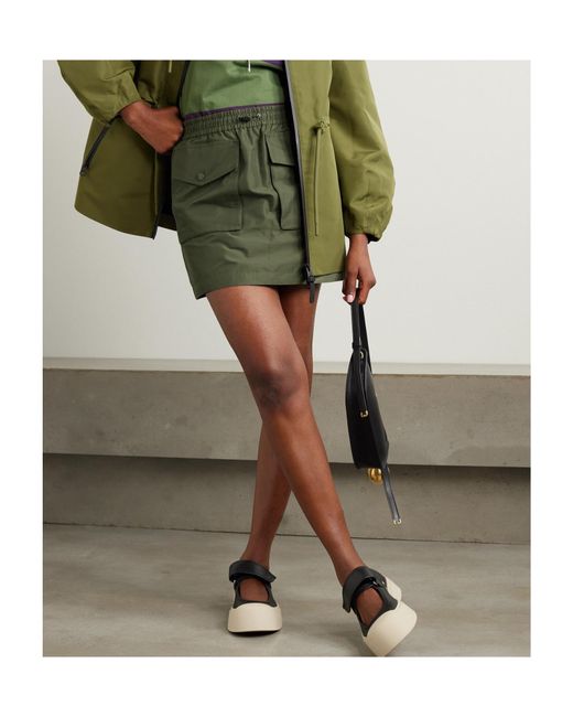 Moncler Green Elasticated-Waist Cargo Miniskirt