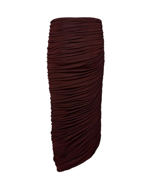 Magda Butrym Red Asymmetrical Draped Midi Skirt