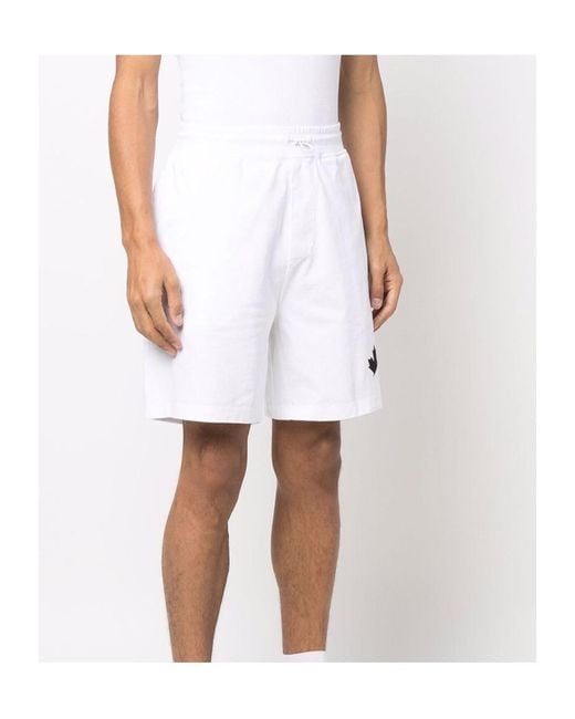 DSquared² White Logo-Print Track Shorts for men