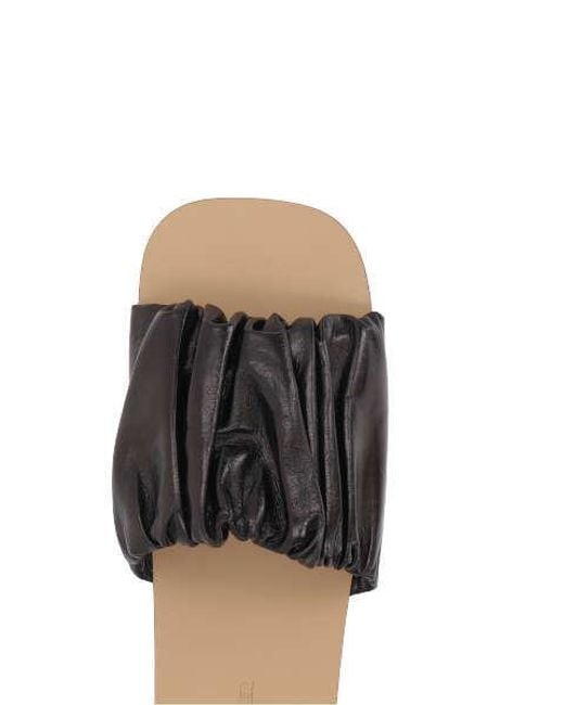 Jil Sander Black Gathered-Detailed Open-Toe Slides