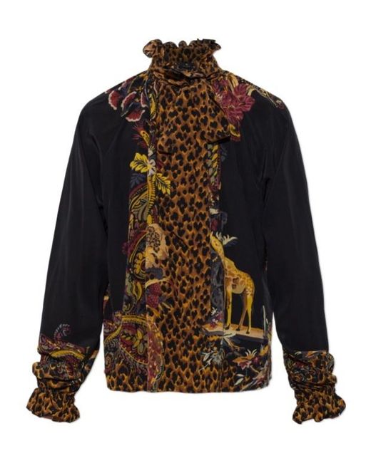 Etro Multicolor Animal-Print Silk Top
