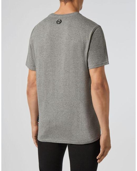 Philipp Plein Gray Logo Printed T-Shirt for men